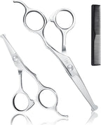 Professional Kids Hair Cutting Scissors Kit - Rounded Tips Barber Hair Cutting Shears (6.1'') & Hair Trimming Scissors (5.1'') for Babies, Toddlers, Children, Home & Salon Haircut Kit