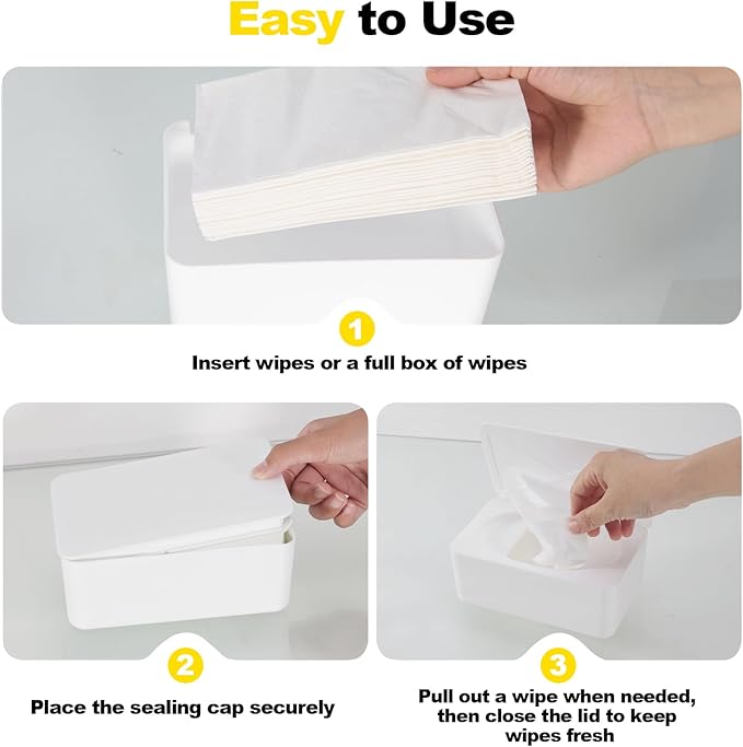 Wipes Dispenser Compatible with Cottonelle, Refillable Wipe Holder, Flushable Wipes Container with Sealing Design Lid, Keeps Wipe Fresh and Clean, Non-Slip, Easy to Pull Out, for Home, Car, Bathroom