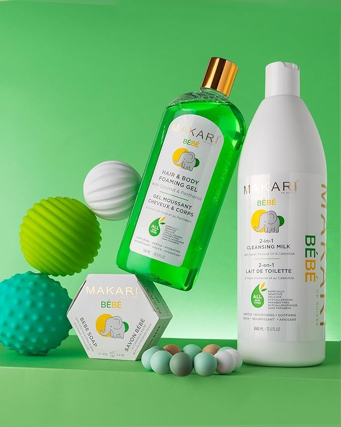 MAKARI Baby Soap 2 Pack (5.4oz) | Moisturizing Daily Bar Soap for Delicate Skin | Mild Cleansing Children’s Bath Bar With Shea Butter and Non-Irritating Botanical Ingredients