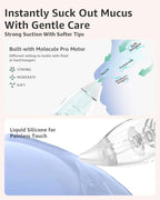 GROWNSY Nasal Aspirator for Baby with 2 Larger Suction Chambers and 6 Food-Grade Soft Silicone Tips, Grey