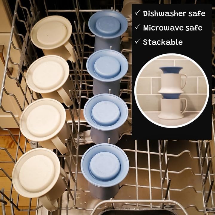 Kids Tumbler and Teacup | 2 Cup Set (6 & 7 Oz) Sippy Cups Dishwasher/Microwave Safe 3.5" x 4" | 2 Wide Base Toddler Cups Polypropylene Plastic Dinnerware Set | Open Sippy Cup for 6+ Month Old