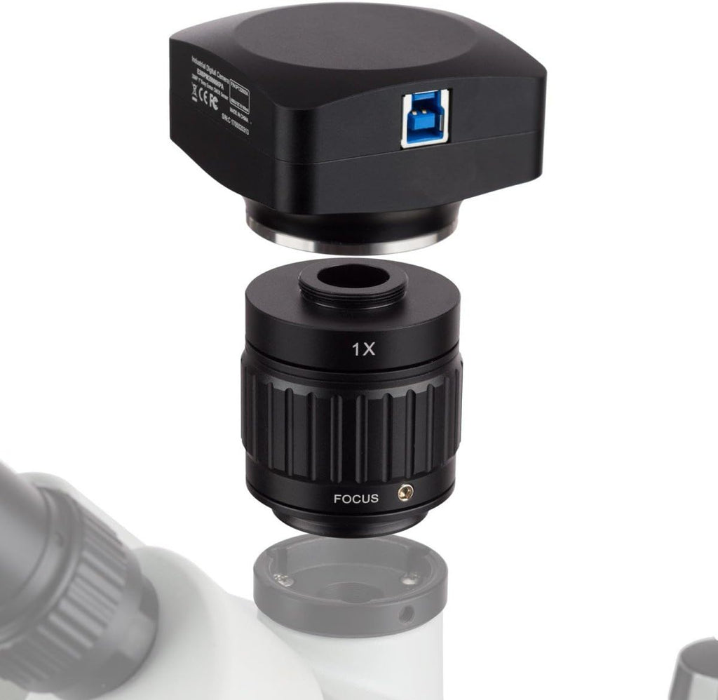 AmScope 40X-2000X LED Biological Trinocular Compound Microscope with 20MP USB3.0 Camera