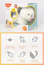 CU-MATE Plush Interactive Maltese Simulation Dog-Realistic Puppy Electronic Toy Dog with Walking/Barking/Wagging Tail/Talking-Like Real Robotic Present