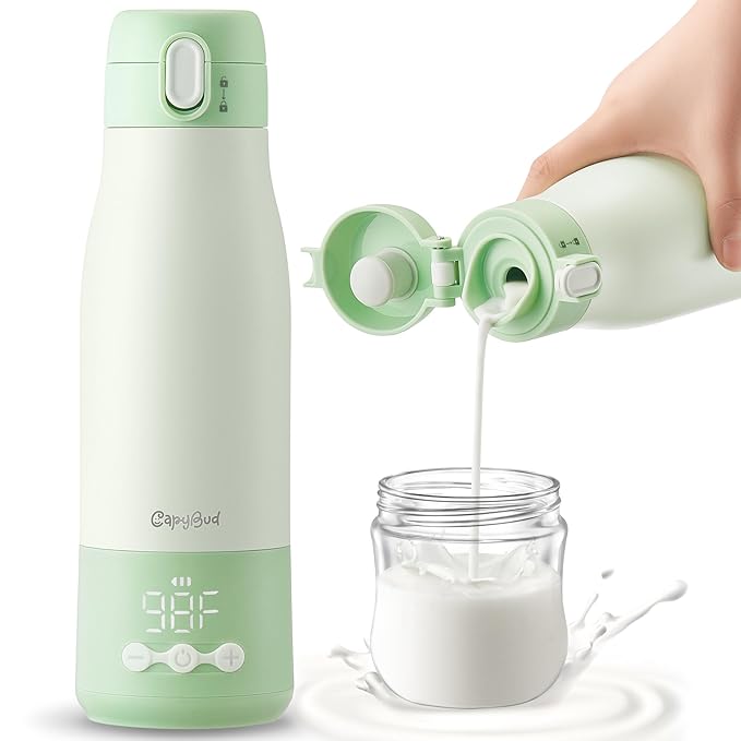 Portable Bottle Warmer, 12Oz Cordless Travel Bottle Warmer for Breastmilk, Formula, Water, 9000mAh Long-Lasting Battery, 3Mins Fast Heating, 5 Levels Smart Temp Control, Keep Warm On The Go