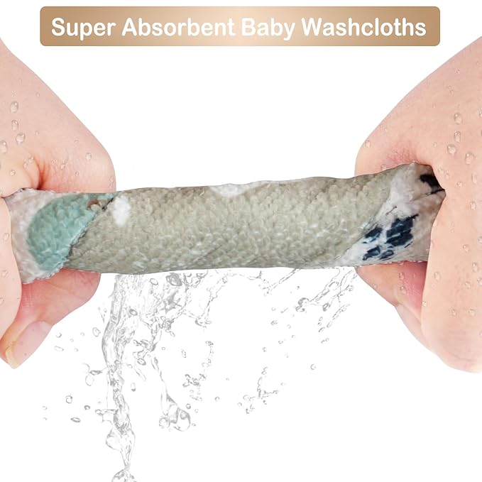 softan Baby Washcloths, 24Pack Baby Wash Cloths Extra Soft & Ultra Absorbent, Baby Towels Face Towel Unisex for Boys Girls Face & Body, Washclothes Gentle on Sensitive Skin, 9''x 9'' Bear