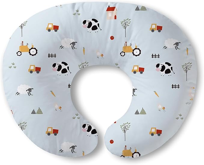 Little Grape Land Nursing Pillow for Breastfeeding, Breathable Breast Feeding Pillow and Positioner with Removable Cover for More Support, Tummy Time and Bottle Feeding Support Pillow, Blue Ranch