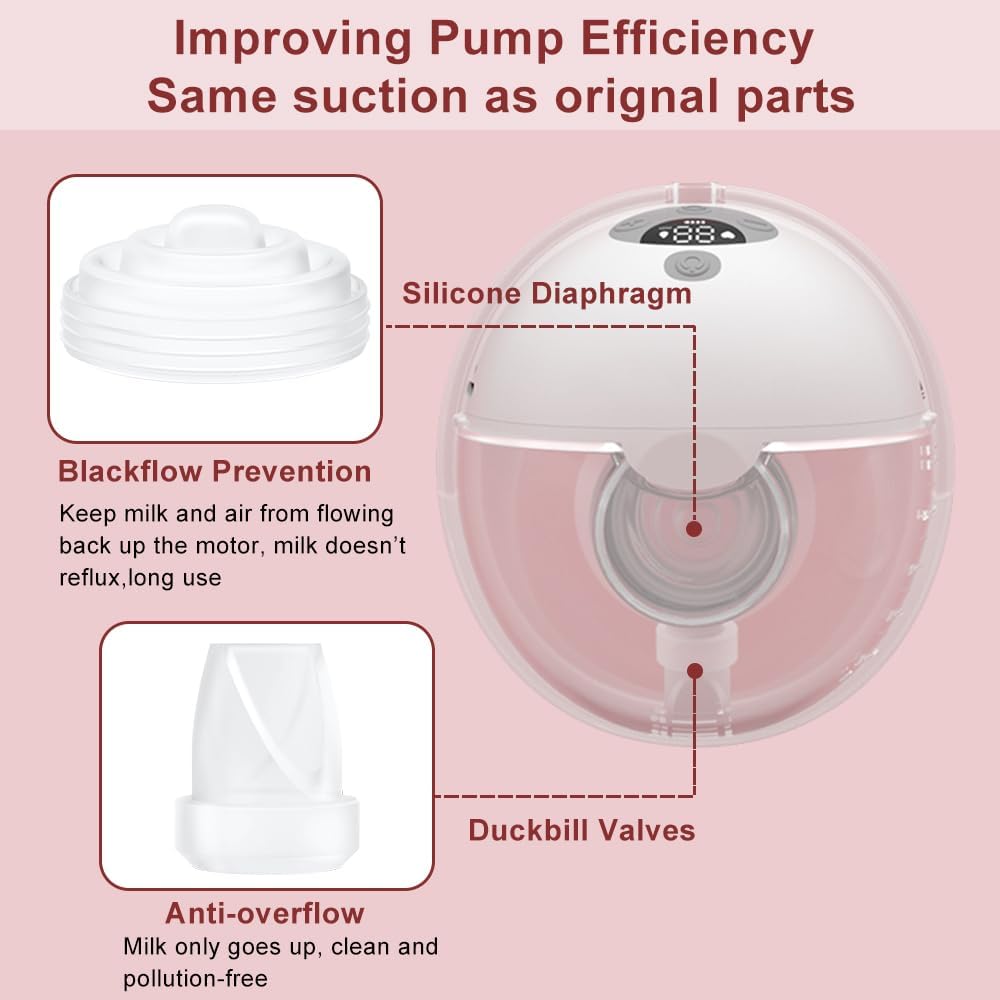 12PCS M5 Breast Pump Replacement Parts, 8pcs Silicone Duckbill Valve & 4pcs Silicone Diaphragm Compatible with Momcozy M5 Wearable Breastpump, Mom Cozy Breastfeeding Essential Accessories