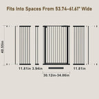 WAOWAO 40.55" Extra Tall 1.37" Ultra Narrow Spacing 53.74-61.61" Extra Wide Dogs Pets Baby Gate Safety Indoor Puppy Pressure Mounted Gate No Drill Black Metal for Stairs,Doorways,Kitchen,Hallway