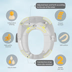 Potty Training Toilet Seat with Kids Step Stool Anti-Slip Toddler Seat, Soft Cushion, Baby Potty Training Set for Boys & Girls (Grey)