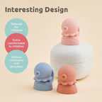 Octopus | Blue, Red | SoftSip Food Pouch Toppper | 2EA + Travel Case | Prevent Spills & Leakage | Protect Child Baby Toddler Mouth | Food Grade Silicone Reusable | Baby Led Weaning | BPA Free