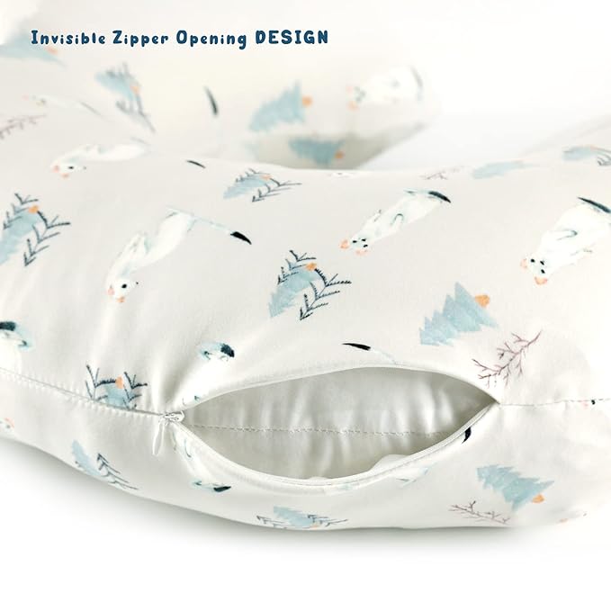 GRSSDER Nursing Pillow Cover Stretchy Minky Removable Nursing Covers for Breastfeeding Pillows, Ultra Soft Comfortable Slipcover for Boy and Girls, Cute Wild Forest Mongooses Pattern