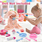 Baby Doll Accessories Magic Bottle Set - 13 Pieces Doll Feeding Pretend Playset with Disappearing Milk & Juice Bottles, Pacifiers Bowl and Bath Towel Doll Bottle Toys set Gift for Kids Girls Ages 3+