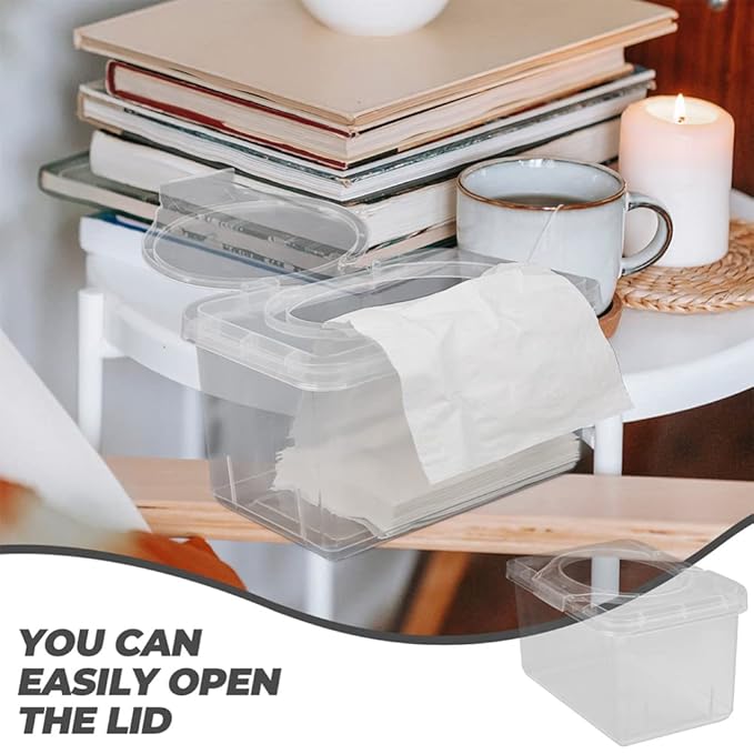 Flushable Wipes Dispenser 2pcs Clear Plastic Baby Wipes Dispenser Portable Refillable Tissue Box On- The- Go Baby Wipes Holder for Outdoor Travel Wipe Warmer