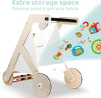 Beright Wooden Baby Walker with Roller, Push and Pull Learning Activity Walker, Multi-Functional Kids’ Activity Toy, Multiple Activities Center, Develops Motor Skills & Stimulates Creativity, Natural