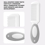 Baby Grooming Kit with Storage Pouch Baby Brush Soft Bristles 5 pcs-Infant Brush, Rounded Comb, Safety Scissors, Nail Clippers & Emery Board -Health Care Kit for Newborns & Toddlers Gray