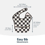 Tiny Twinkle Mess-Proof Baby Bib - Waterproof Bib for Baby Boy or Girl - Machine Washable - Adjustable Closure - PVC, BPA, & Phthalate Free - Great for Travel - Baby Food Bibs (3 Pack, Checkers Boy)