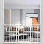 WAOWAO Baby Gate 52.76-57.45" Extra Wide Pressure Mounted Walk Through Swing Auto Close Safety White Metal Toddler Kids Child Dog Pet Puppy for Stairs,Doorways,Kitchen