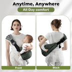 Baby Sling Carrier Adjustable Baby Sling 2025 Upgraded Toddler Sling Comfortable Baby Wrap Carriers Ergonomic-Designed, Travel Friendly Carrying 10-45 Lbs(Green Leopard)