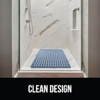 GORILLA GRIP Patented Square Shower Stall Mat, Small Bathtub Floor Mats for Stand Up Showers, Suction Cups and Drainage Holes, Machine Wash, Soft on Feet, Bathroom Accessories 21x21 Inch, Navy Blue