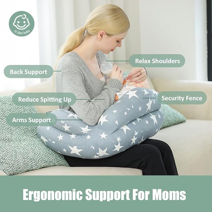 Chilling Home Nursing Pillow for Breastfeeding, Adjustable Nursing Pillow Breast Feeding Pillow Bottle Feeding, Breastfeeding Essentials for Newborn, Removable Cover