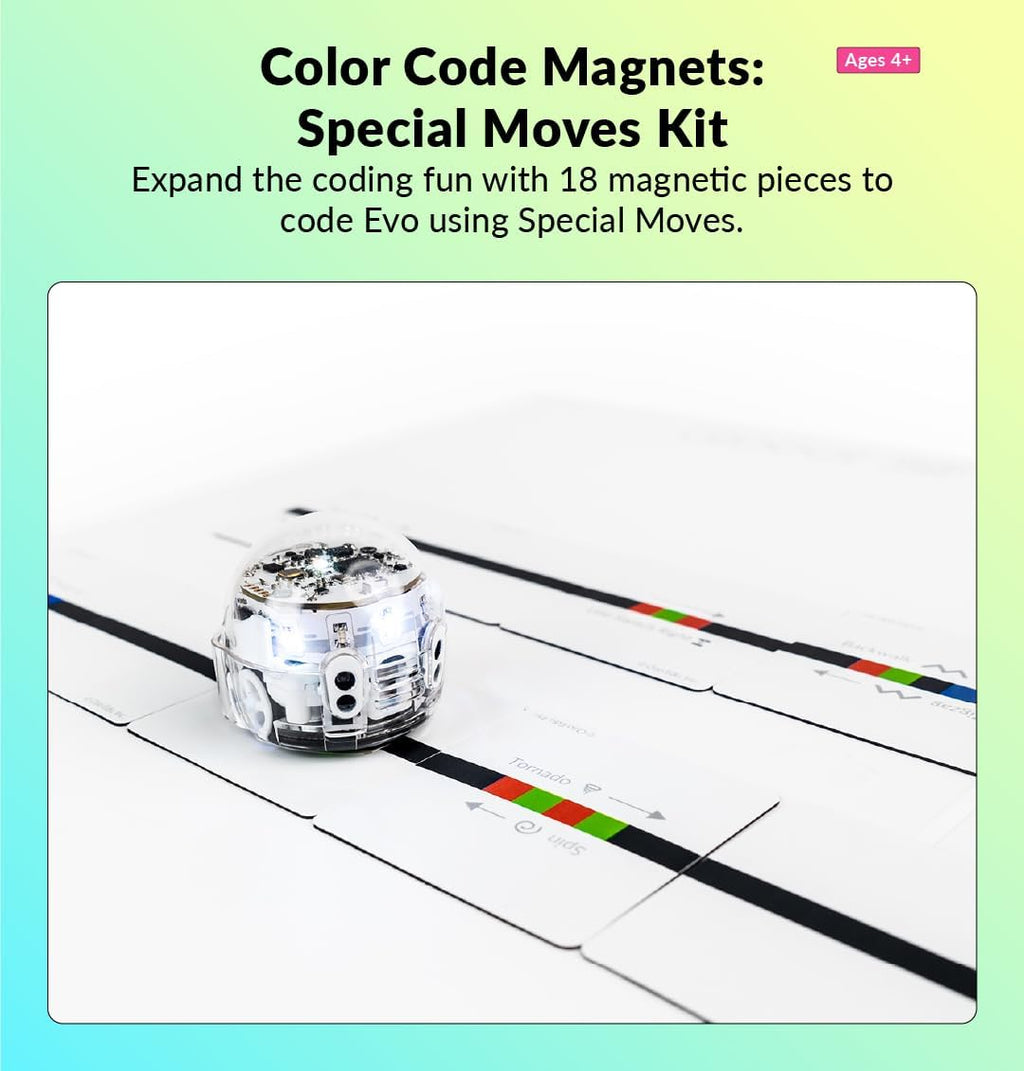 Color Code Magnets Special Moves Kit:Interactive Coding Learning Tool for Kids Ages 3+,Enhances Logic & Problem-Solving Skills,18 Tiles, Evo & Color Codes Magnets Base Kit Required Not Included
