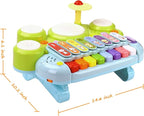 Baby Musical Toys 3 in 1 Piano Keyboard Xylophone Drum Set for 1 Year Old Girls Boys Toys Age 2 Music Instrument Learning Toys Toddlers 1-3 0-2 First Birthday Gift Infant Baby Toys 6 9 12 18 Month