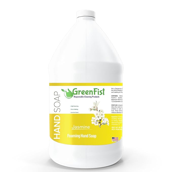 GreenFist Foaming Hand Soap Refills Jasmine Scent Jug Foam Refill Made in USA, 128 ounce (1 Gallon)