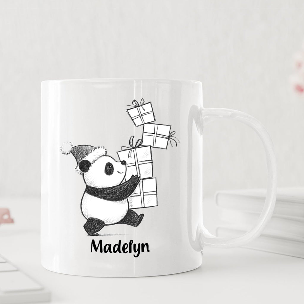 Customized Name Panda Bear Accent Coffee Cup, Personalized Panda Bear Ceramic Teacup Gift For Animal Lover Kids Child on Birthday Christmas, Cute Bears Travel Coffee Mug 11 Oz 15 Oz, Animal White Mug
