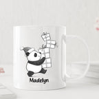 Customized Name Panda Bear Accent Coffee Cup, Personalized Panda Bear Ceramic Teacup Gift For Animal Lover Kids Child on Birthday Christmas, Cute Bears Travel Coffee Mug 11 Oz 15 Oz, Animal White Mug