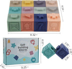 Mini Tudou Baby Blocks Soft Building Blocks Baby Toys Teethers Toy Educational Squeeze Play with Numbers Animals Shapes Textures 6 Months and Up 12PCS