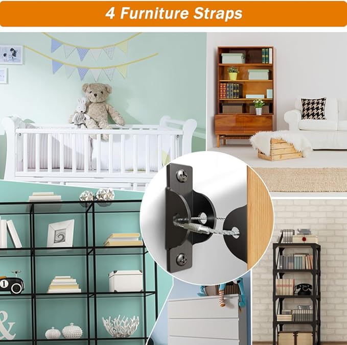 Baby Proof Kit, 112 Packs Baby Proofing Essentials Set - Magnetic Cabinet Locks, Corner Guards, Outlet Plug, Furniture Straps, Door Lever Lock - Child Safety Kit for Cabinets, Stove, Furniture