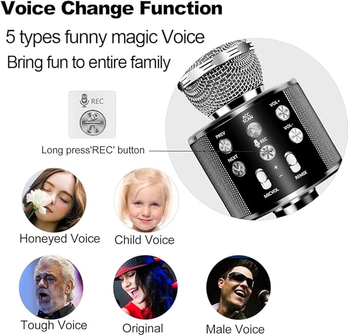 Microphone for Kids, Voice Changing Karaoke Micorphones Boys Girls Gifts for Kids Party Singing Microphone, White Elephant Gift for Adults