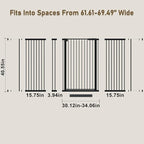 WAOWAO 40.55" Extra Tall 1.37" Ultra Narrow Spacing 61.61-69.49" Extra Wide Dogs Pets Baby Gate Safety Indoor Puppy Pressure Mounted Gate No Drill Black Metal for Stairs,Doorways,Kitchen,Hallway