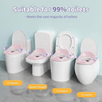 Potty Training Toilet Seat with Kids Step Stool Anti-Slip Toddler Potty Seat with Soft Cushion, Baby Potty Training Set Toddlers Toilet Seat for Boys and Girls (Pink)