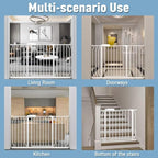 ALLAIBB Extra Wide Pressure Mount Baby Gate Auto Close White Metal Child Dog Pet Safety Gates with Walk Through for Stairs,Doorways,Kitchen and Living Room(62.20-66.93"/158-170cm)