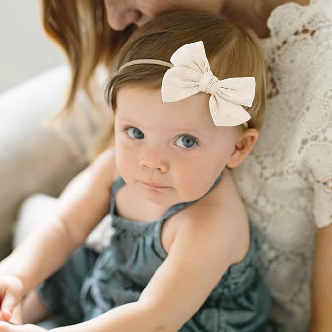Baby Girl Headbands with Bows Soft Nylon Newborn Toddler Hairbands Handmade Baby Hair Accessories for Infant Girls Kids