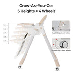 3-in-1 Foldable High Chair for Babies & Toddlers – Adjustable Height, Reclining Seat, 5-Point Safety Harness, Removable Tray, Lockable Wheels and Washable Cushion, Beige