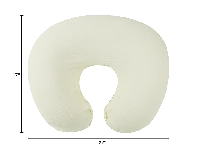 Onacosht Muslin Nursing Pillow Cover Soft 100% Cotton Feeding Pillow Slipcover Fits Standard Infant Nursing Pillow for Baby Boy and Girl, Ivory White