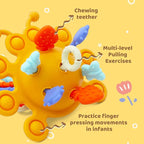 Baby Suction Toys Teething High Chair Toys - Baby Teething Chew Table Toy Silicone Teethers, Food Grade Silicon for 6 12 18 Months (Yellow)