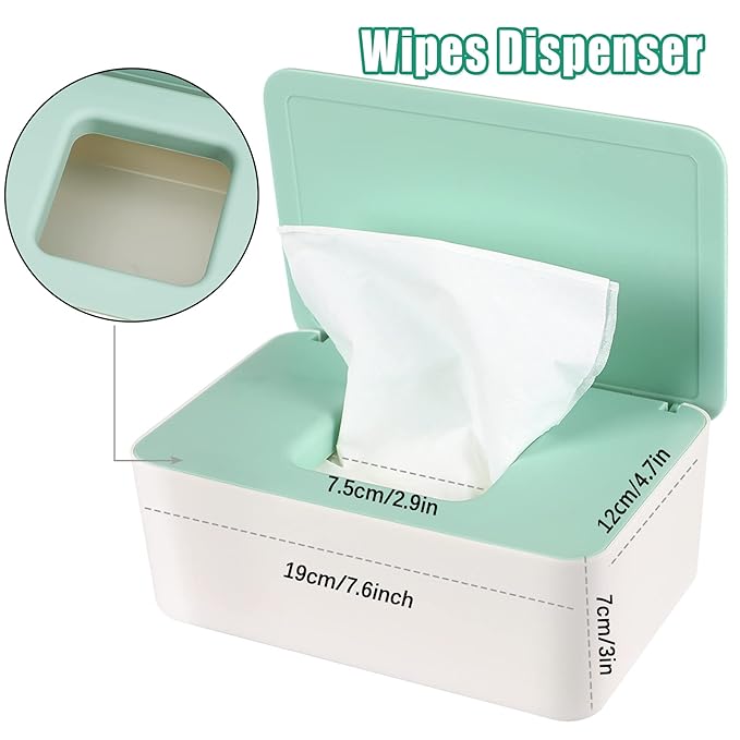 NOVWANG Wipes Dispenser, Baby Wipe Holder, Keeps Wipes Fresh, Refillable Wipe Container Baby Wipes Case for Bathroom Wipes Pouch Case, Green