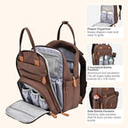 BabbleRoo Diaper Bag Backpack - Baby Essentials Travel Tote - Multi Function Waterproof Diaper Bag, Travel Essentials Baby Bag with Changing Pad, Stroller Straps & Pacifier Case - Unisex, Brown