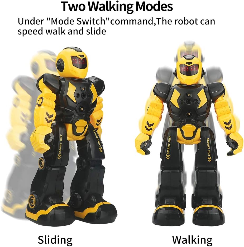 Remote Control Robot for Kids - Intelligent Programmable Toy With Infrared Controller, Dancing, Singing, Moonwalking, LED Eyes, and Gesture Sensing - Children's Entertainment Kit (Yellow)