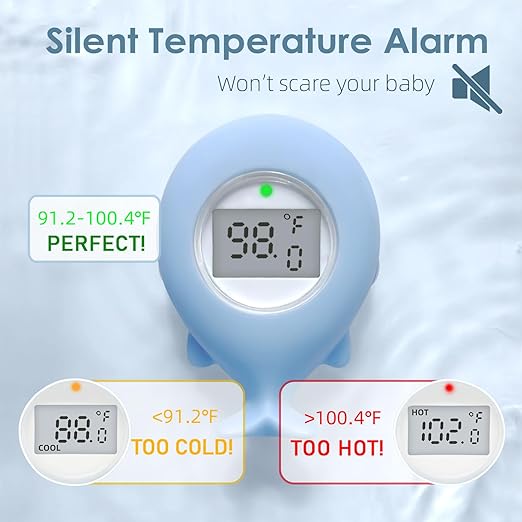 Baby Bath Tub Thermometer for Infant, Bathtub Water Temperature Room Thermometer, Safety Floating Bathing Toy, Newborn Essentials, Gifts for Moms Infant - New Upgraded Waterproof