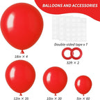 RUBFAC 129pcs Red Balloons Different Sizes 18 12 10 5 Inch for Garland Arch, Premium Latex Balloons Red Birthday Decorations Wedding Valentine's Day Baby Shower Party Decor