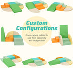 6-Piece Soft PU Leather Toddlers Climbing Toys, Baby Foam Climbing Blocks for Toddlers 3, Indoor Climb and Crawl Activity Play Set, Foam Play Gym Climbing Structures (Orange and Green)