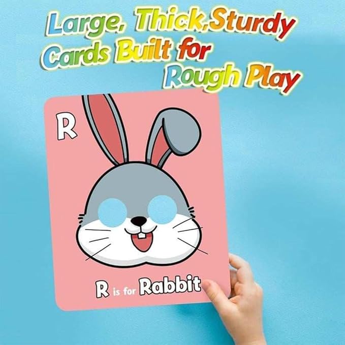 2025 New 26 PCS Alphabet Mask Cards,Alphabet Flash Cards with Animal Masks,Colorful Animals Flash Cards, Interactive Education Games, Learn Letters