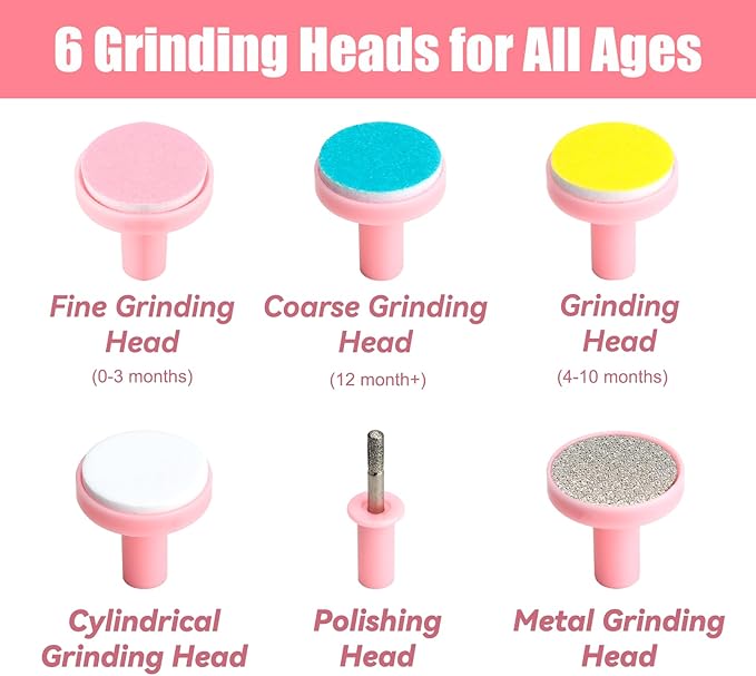 Baby Nail Trimmer Electric-6 in 1 Baby Nail File Clippers Infant Grooming Kit Manicure Set for Toddler or Adults, Pink