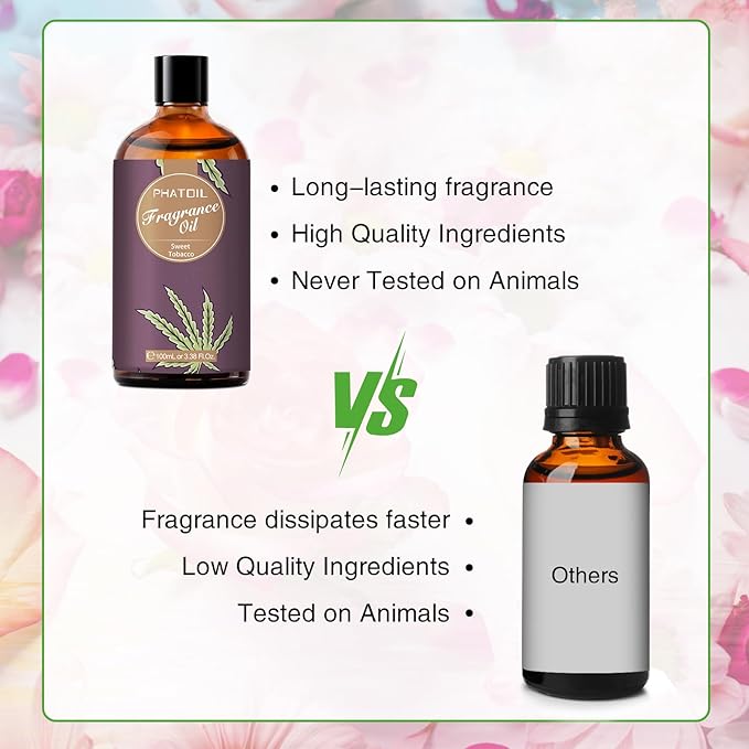 PHATOIL 3.38FL.OZ Sweet Tobacco Fragrance Oils for Aromatherapy, Essential Oils for Diffusers for Home, Perfect for Diffuser, DIY Candle and Soap Making, DIY Scented Products - 100ml