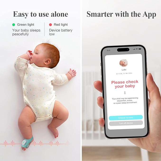 Sense-U Smart Sock Shoe Baby Monitor - Track Baby’s Heart Rate, Movement and Sleep, Infant Foot Monitor for Peace of Mind