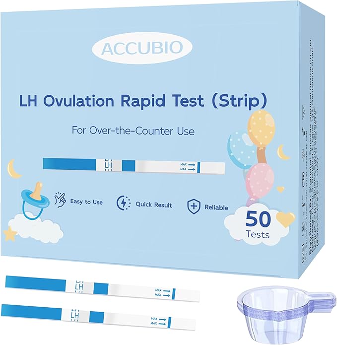 Ovulation Test Strips, Bulk Ovulation Tests, 50 Pack Fertility Tests with Collection Cups, Accurate LH Test for Home, Ovulation Predictor Kit, 5mm Wider 25 MIU/mL